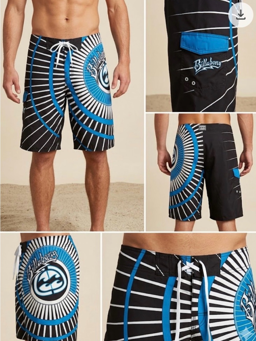Billabong Men’s Black & Blue “sunset” Boardshorts